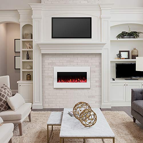 36" Wall Mounted Electric Fireplace with LED Flames