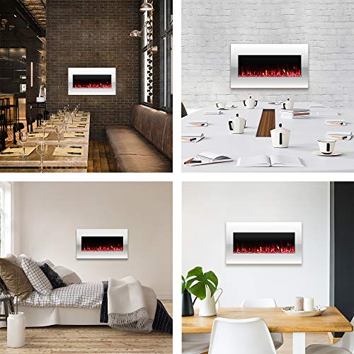 36" Wall Mounted Electric Fireplace with LED Flames