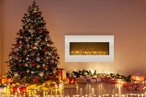 36" Wall Mounted Electric Fireplace with LED Flames