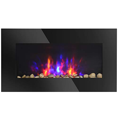 HOMCOM 28.5" Wall-Mounted Electric Fireplace with Flames
