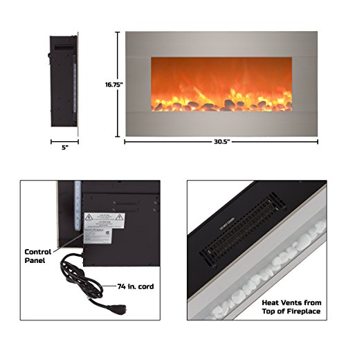 30-Inch Wall Mounted Electric Fireplace with Remote