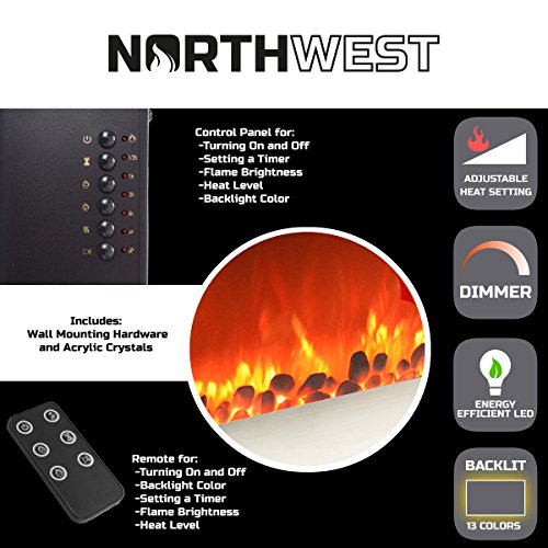 30-Inch Wall Mounted Electric Fireplace with Remote