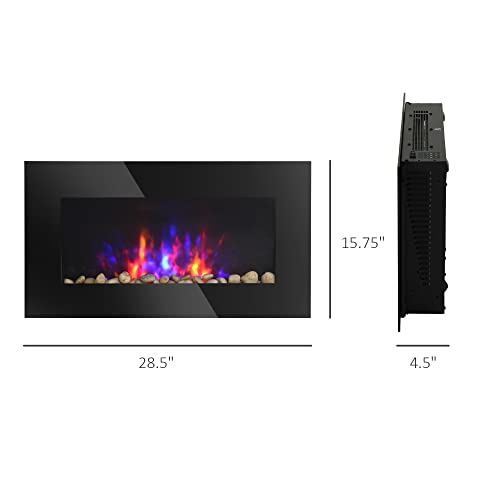 HOMCOM 28.5" Wall-Mounted Electric Fireplace with Flames