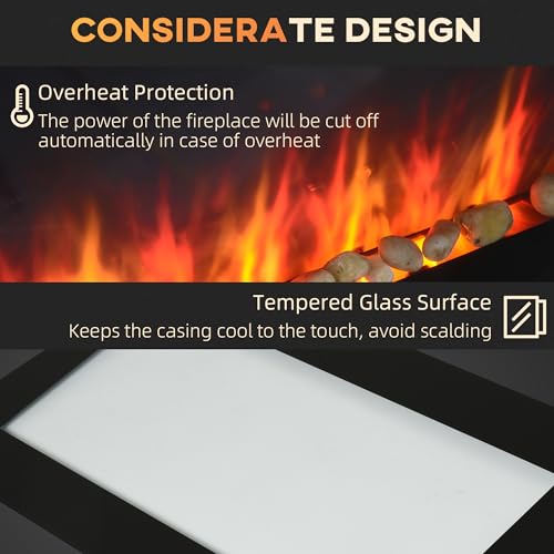 HOMCOM 28.5" Wall-Mounted Electric Fireplace with Flames