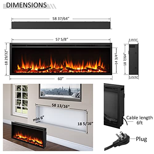 LegendFlame Austin 60" Recessed Electric Fireplace