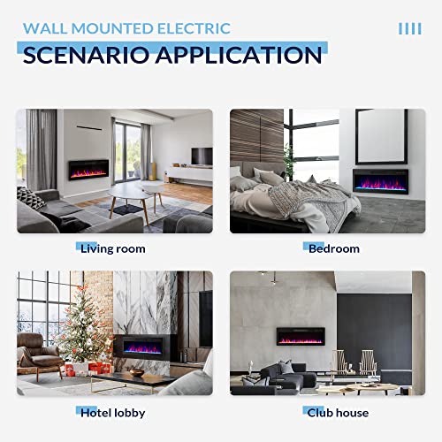 BELLEZE 42" Wall-Mounted Electric Fireplace Heater