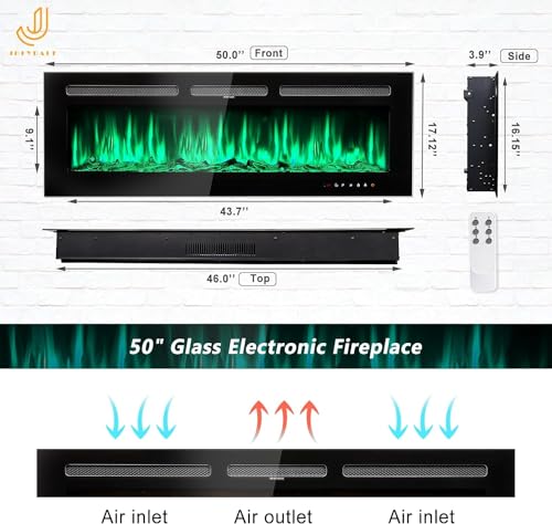 Jolydale 50" Electric Fireplace with Remote Control