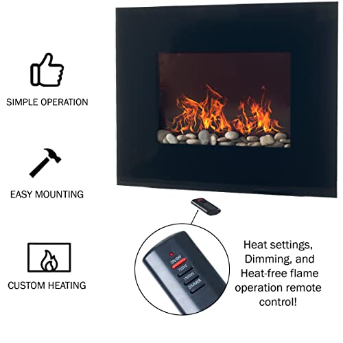 26" Wall Mounted Electric Fireplace with Remote Control