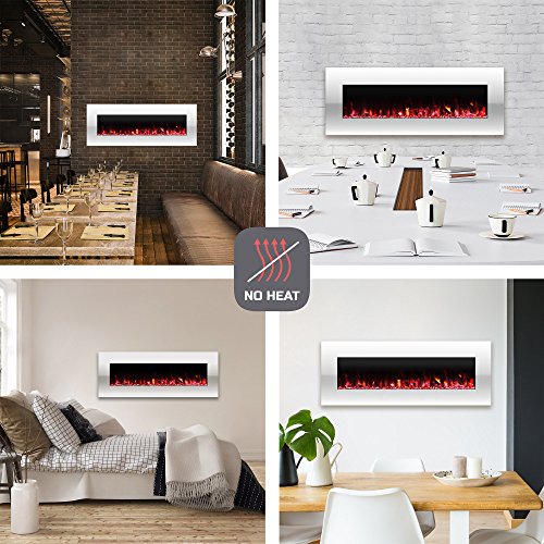 50-Inch Wall Mounted Electric Fireplace with LED Flames