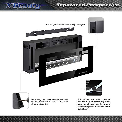 30" Wall Mounted Electric Fireplace Insert - Black