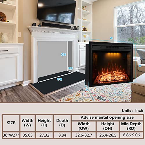 Dreamflame 36" Electric Wall Fireplace with Remote