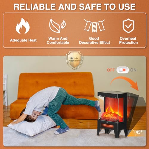 1500W Electric Fireplace Stove with 3D Flame Effect