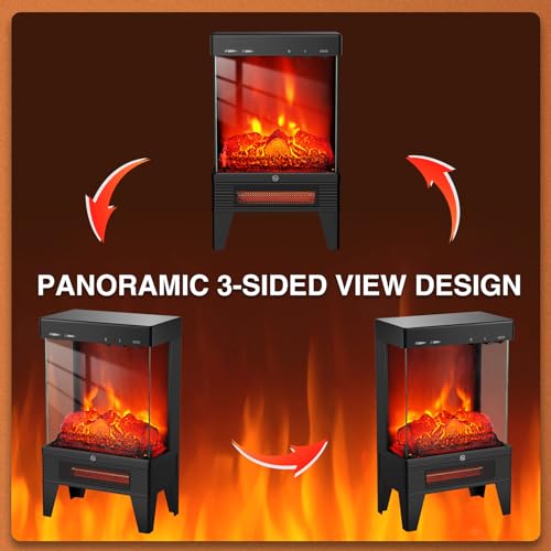 1500W Electric Fireplace Stove with 3D Flame Effect