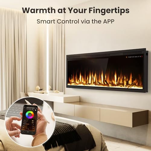Smart 60" WiFi Electric Fireplace Heater with Alexa