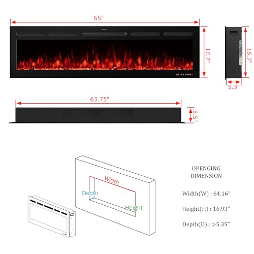 Smart 65" Electric Fireplace Insert with Remote