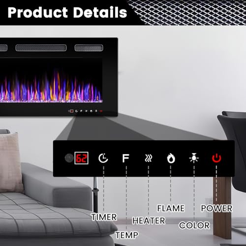 BOSSIN 30" Electric Wall Mounted Fireplace Heater