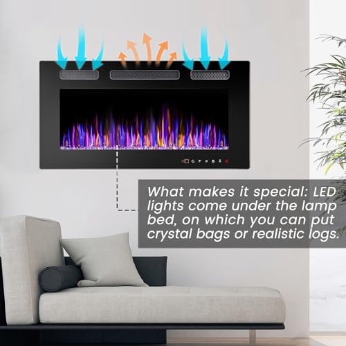 BOSSIN 30" Electric Wall Mounted Fireplace Heater