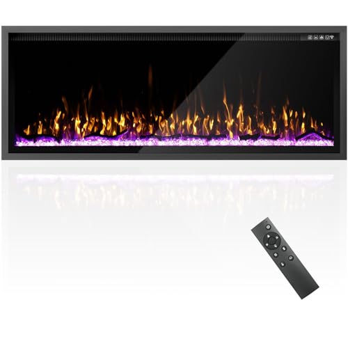 50-Inch Electric Fireplace Insert with Log & Crystal