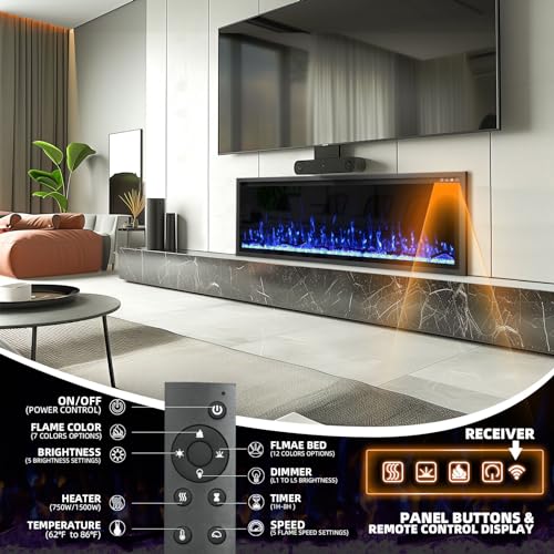 50-Inch Electric Fireplace Insert with Log & Crystal