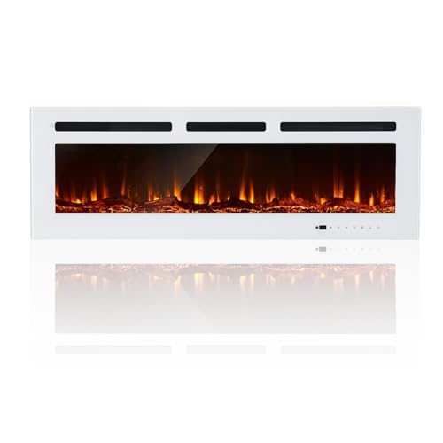 50-Inch Wall-Mounted Electric Fireplace with Remote