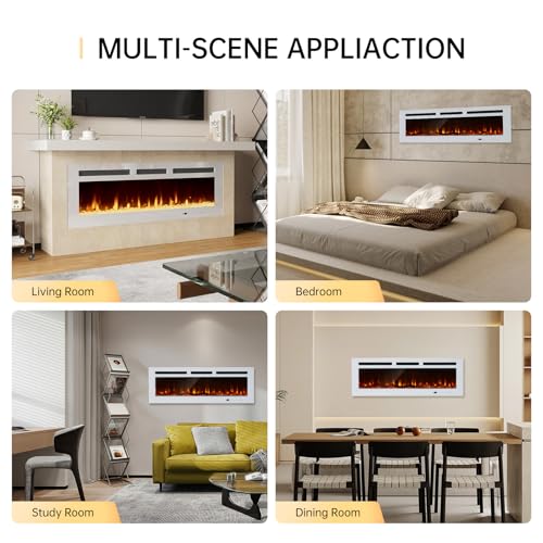 50-Inch Wall-Mounted Electric Fireplace with Remote
