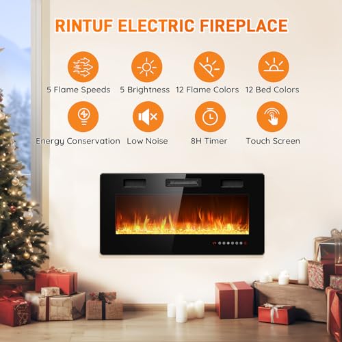 Rintuf 36” Electric Fireplace Insert with Remote