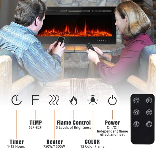 CharaVector 60-Inch Electric Wall Mounted Fireplace
