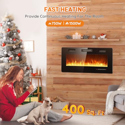 Rintuf 36” Electric Fireplace Insert with Remote