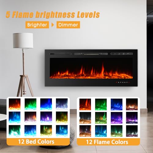 CharaVector 60-Inch Electric Wall Mounted Fireplace