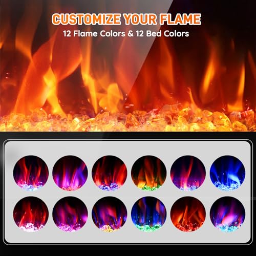 Rintuf 36” Electric Fireplace Insert with Remote