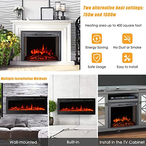 CharaVector 60-Inch Electric Wall Mounted Fireplace