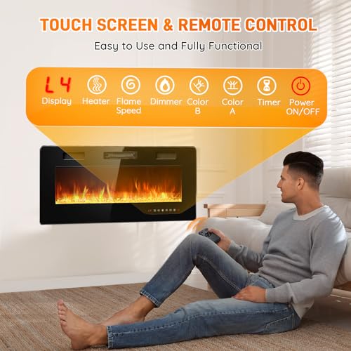 Rintuf 36” Electric Fireplace Insert with Remote