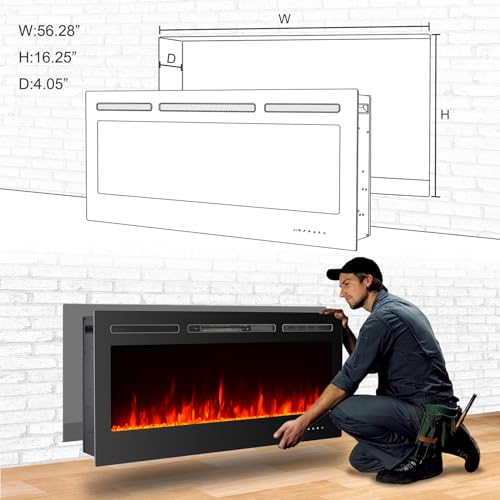 CharaVector 60-Inch Electric Wall Mounted Fireplace