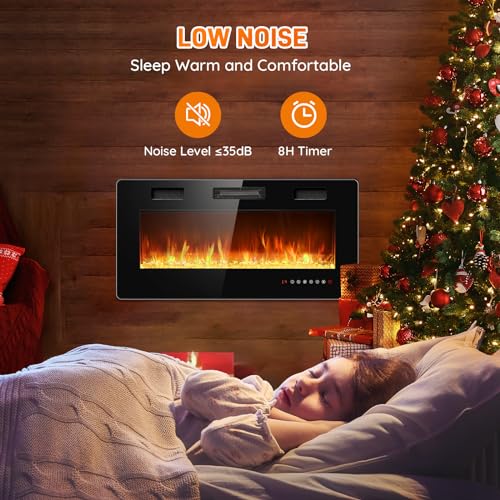 Rintuf 36” Electric Fireplace Insert with Remote