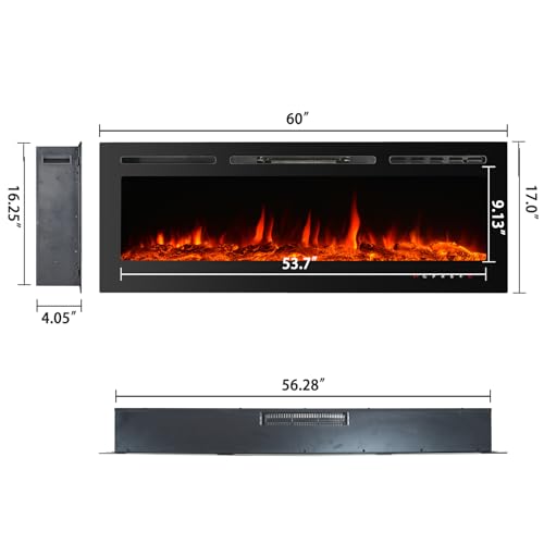CharaVector 60-Inch Electric Wall Mounted Fireplace