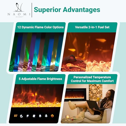 Alice 50" Wall Mounted Electric Fireplace Insert