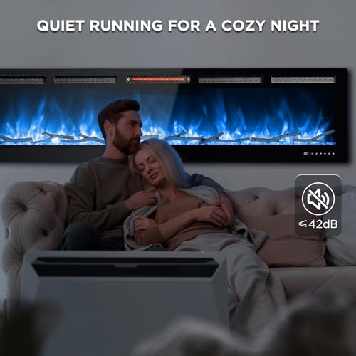 TURBRO 72” Smart WiFi Electric Fireplace with Sound