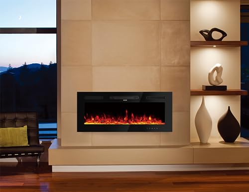 60-Inch Wall-Mounted Electric Fireplace with Remote