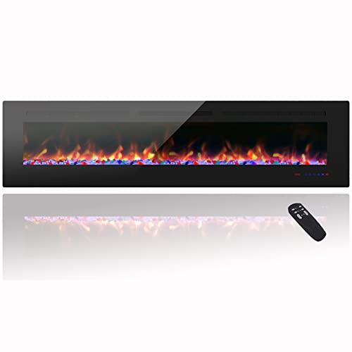 Cheerway 72" Recessed Electric Fireplace with Heater