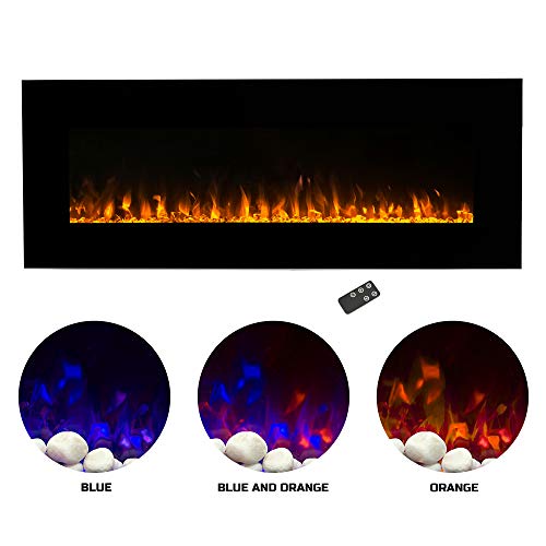 54-Inch Wall-Mounted Electric Fireplace with Remote