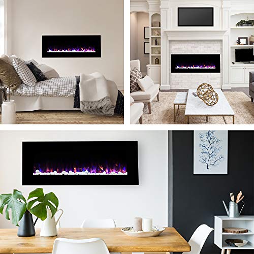 54-Inch Wall-Mounted Electric Fireplace with Remote