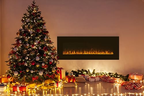 54-Inch Wall-Mounted Electric Fireplace with Remote