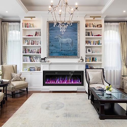 Hocookeper 50" Wall-Mounted Electric Fireplace with Remote