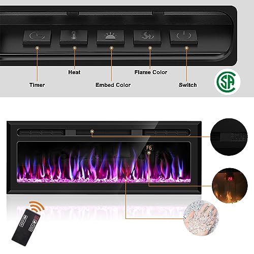 Hocookeper 50" Wall-Mounted Electric Fireplace with Remote