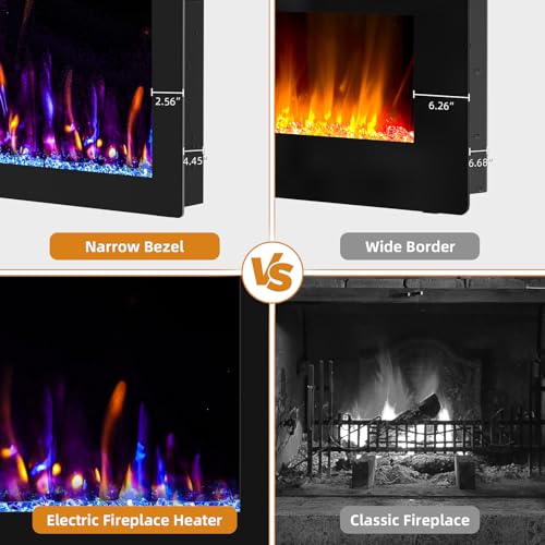 60" Recessed Electric Fireplace with Remote Control