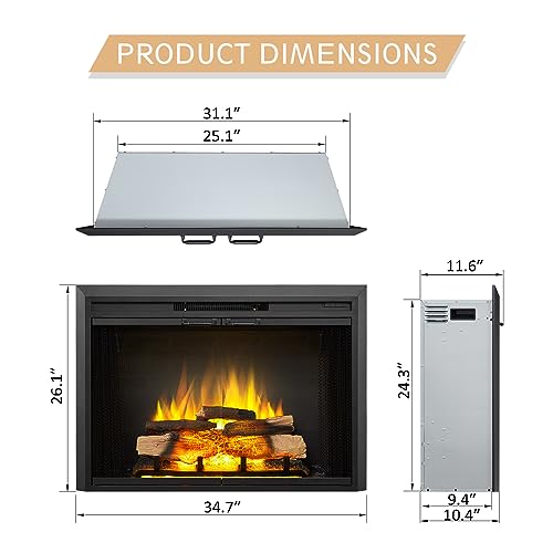 LegendFlame® Damon 35" Electric Fireplace Insert