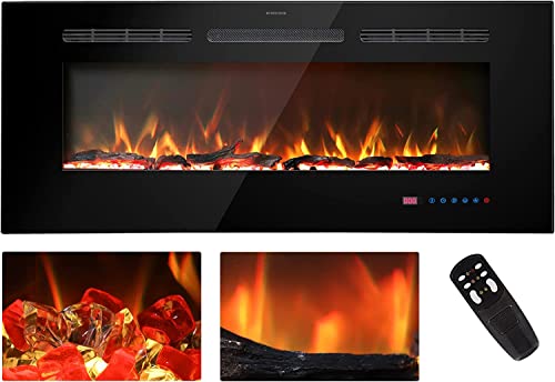 Kentsky 54" Electric Fireplace Inserts with Remote