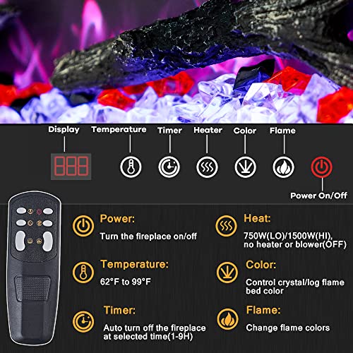 Kentsky 54" Electric Fireplace Inserts with Remote