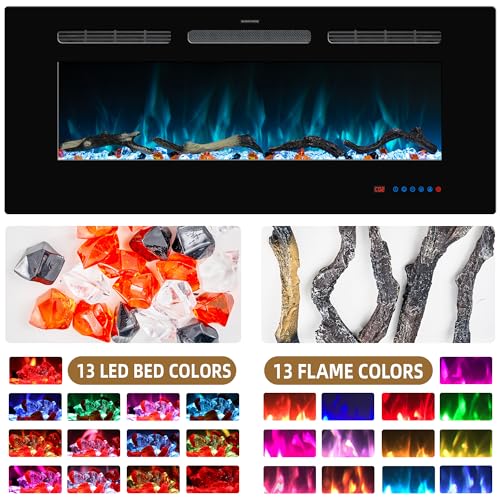 Kentsky 54" Electric Fireplace Inserts with Remote