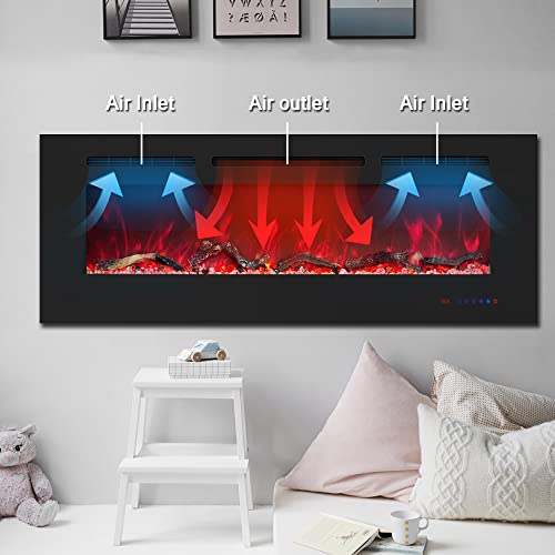 Kentsky 54" Electric Fireplace Inserts with Remote